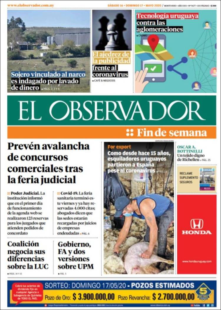 Portada de El Observador (Uruguay)