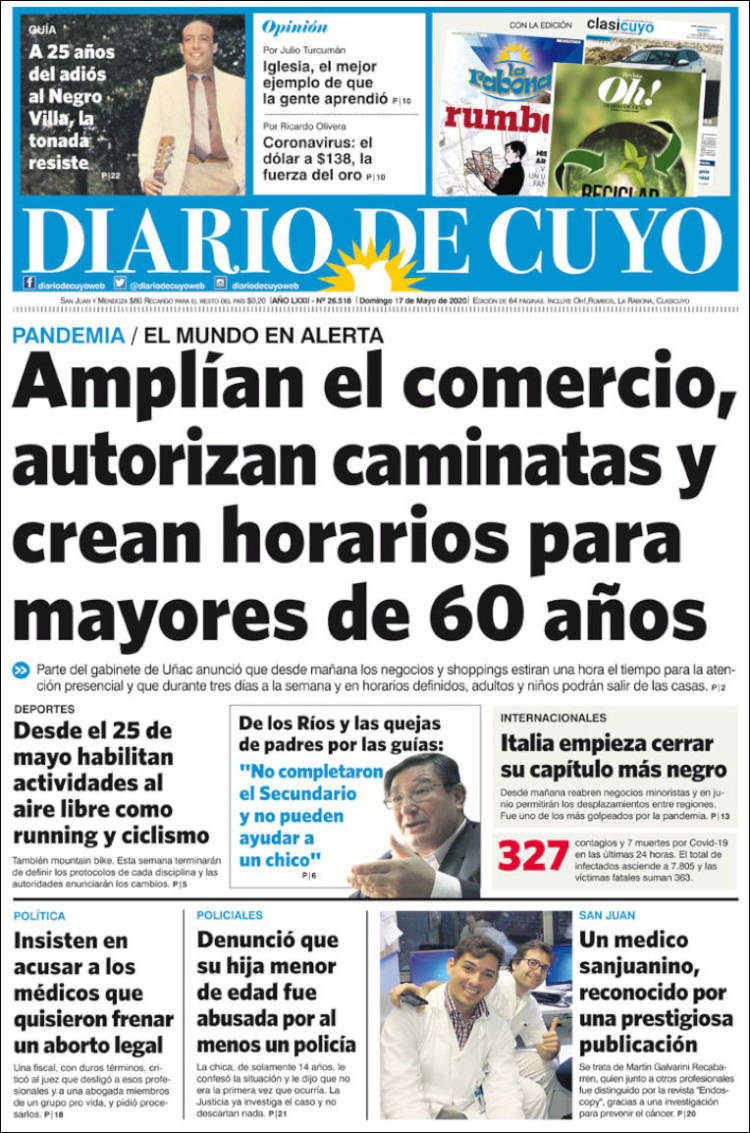 Portada de Diario de Cuyo (Argentina)