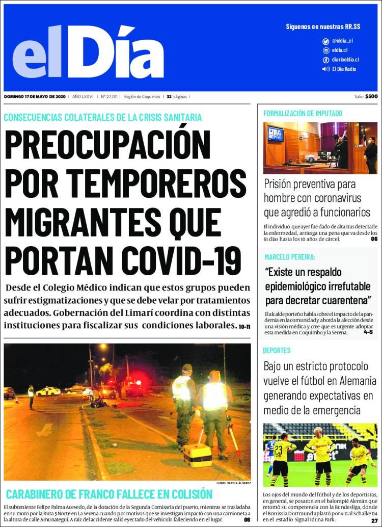 Portada de El Día (Chile)