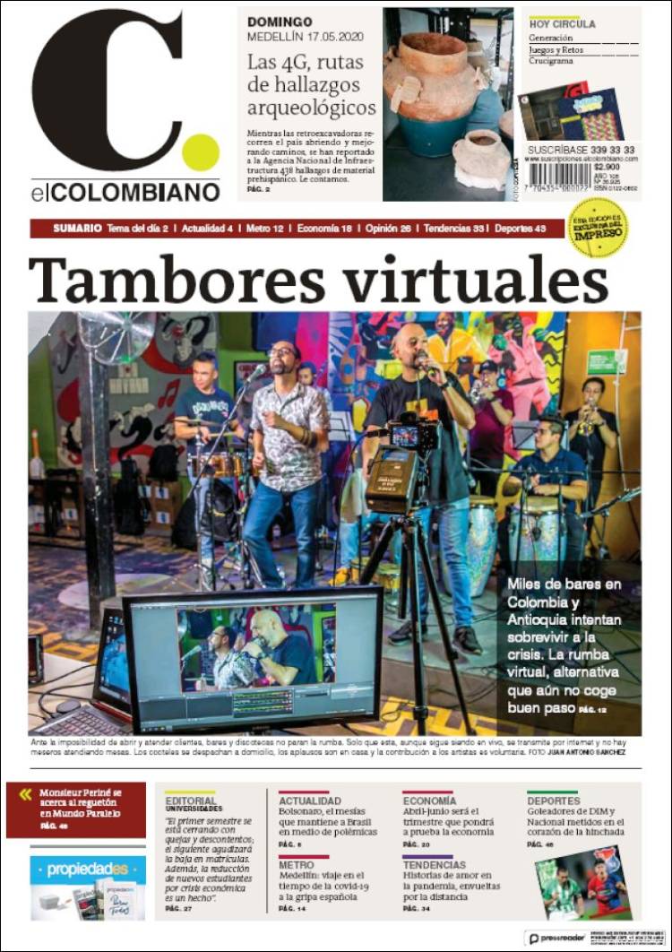 Portada de El Colombiano (Colombia)