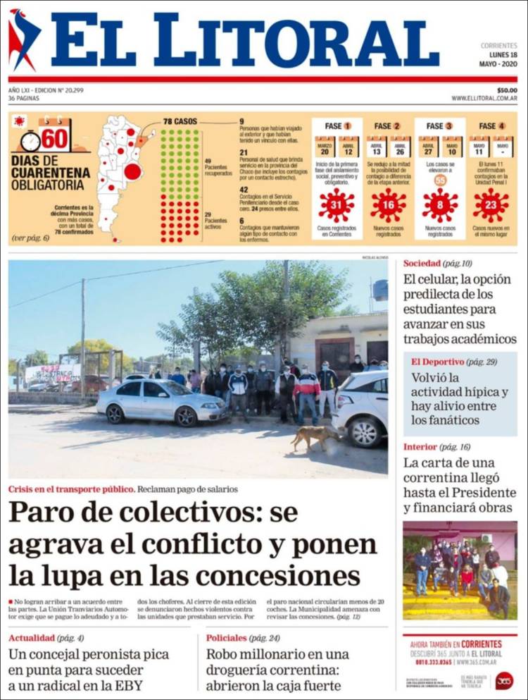 Portada de El Litoral Corrientes (Argentina)