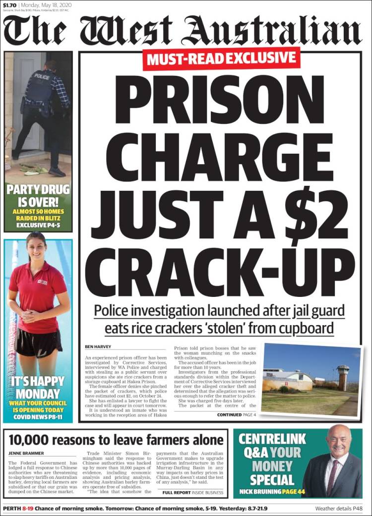 Portada de The West Australian (Australia)