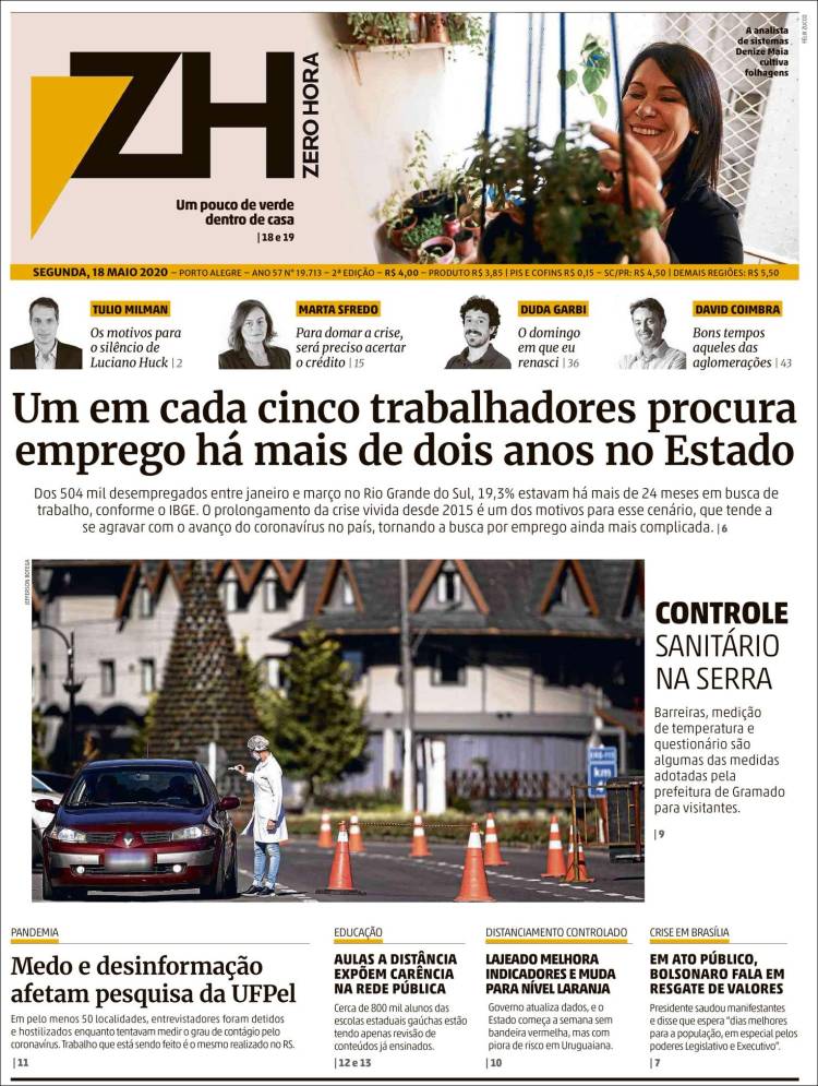 Portada de Zero Hora (Brasil)