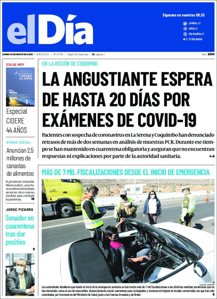 Portada de El Día (Chile)