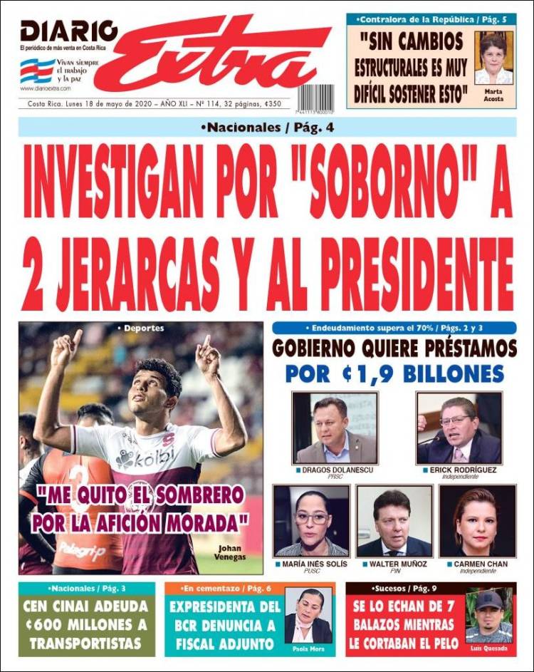 Portada de Diario Extra (Costa Rica)