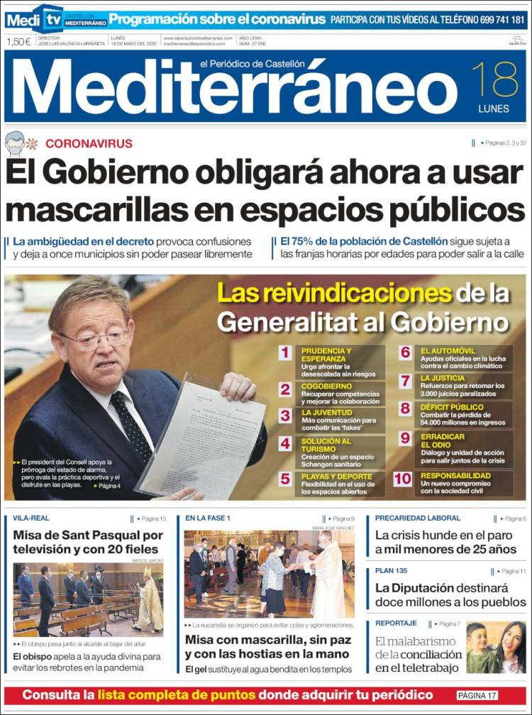 Portada de El Periódico Mediterraneo (Espa&ntilde;a)