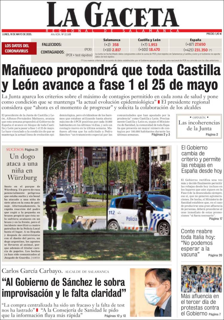 Portada de La Gaceta de Salamanca (Espa&ntilde;a)