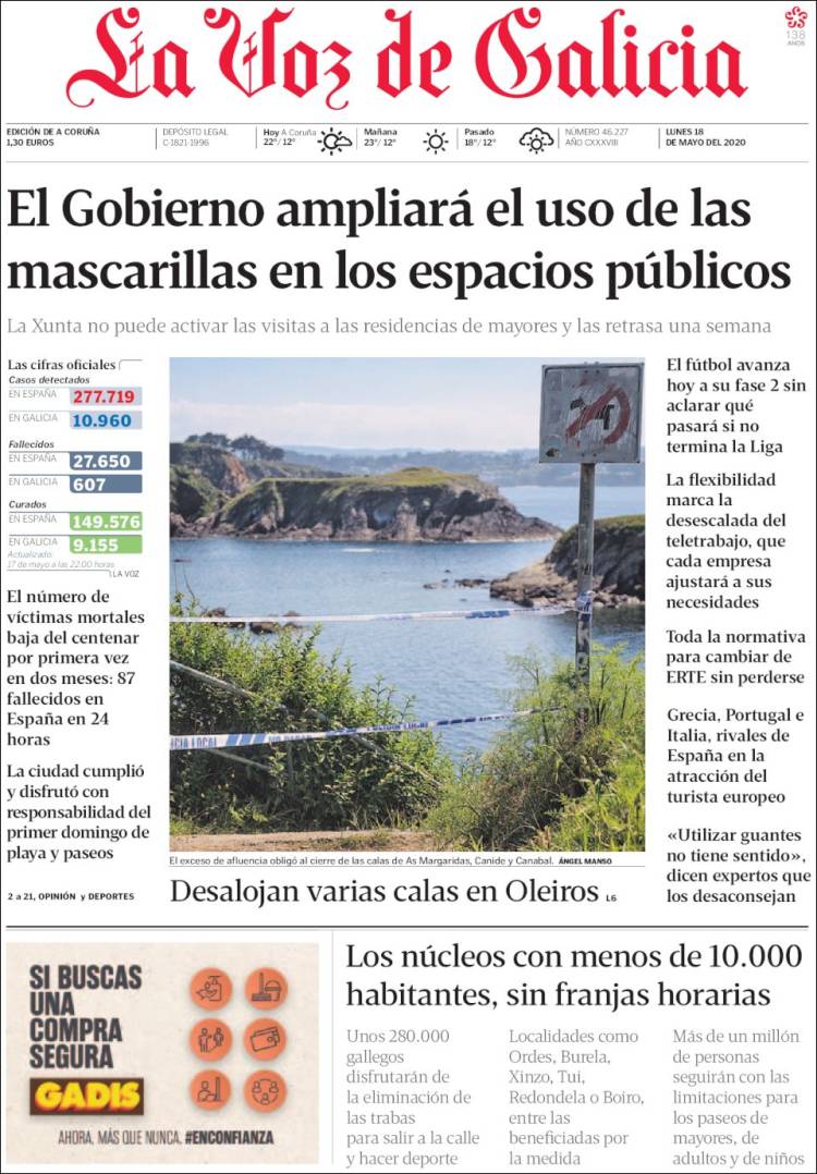 Portada de La Voz de Galicia (España)