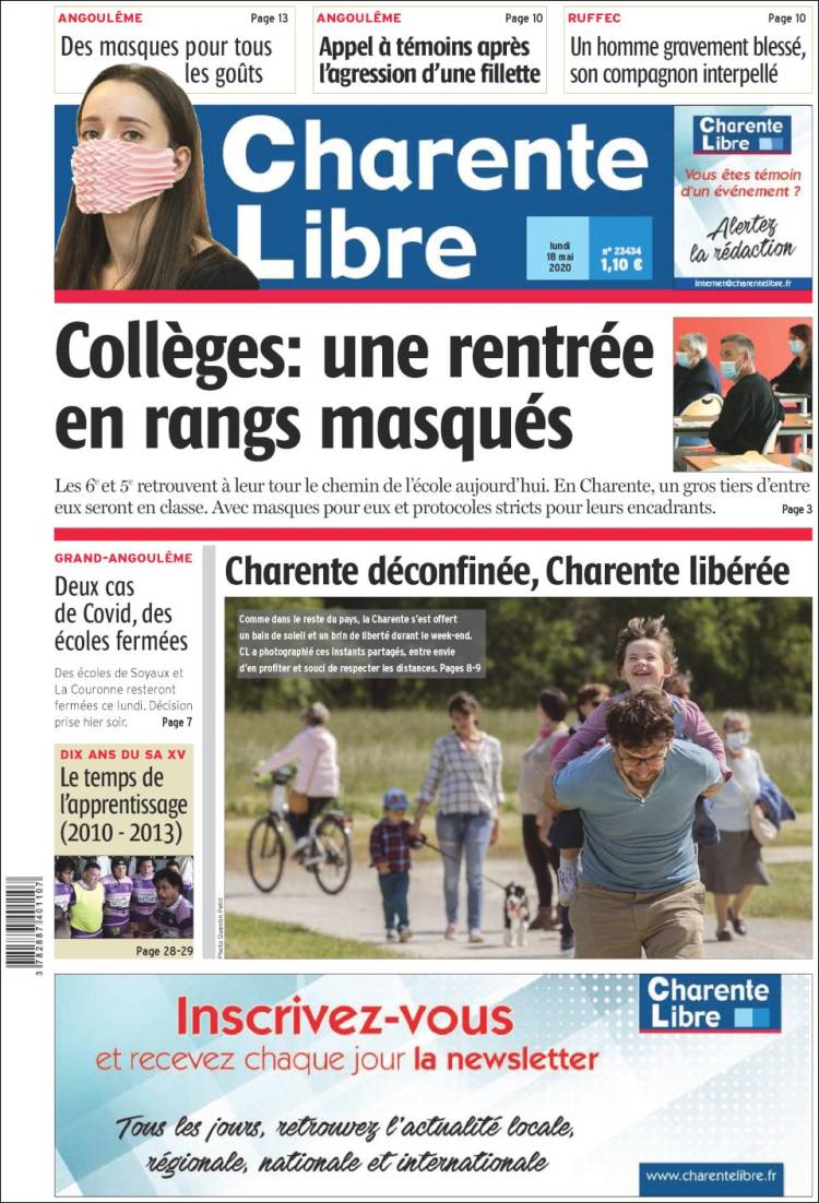 Portada de Charente Libre (Francia)