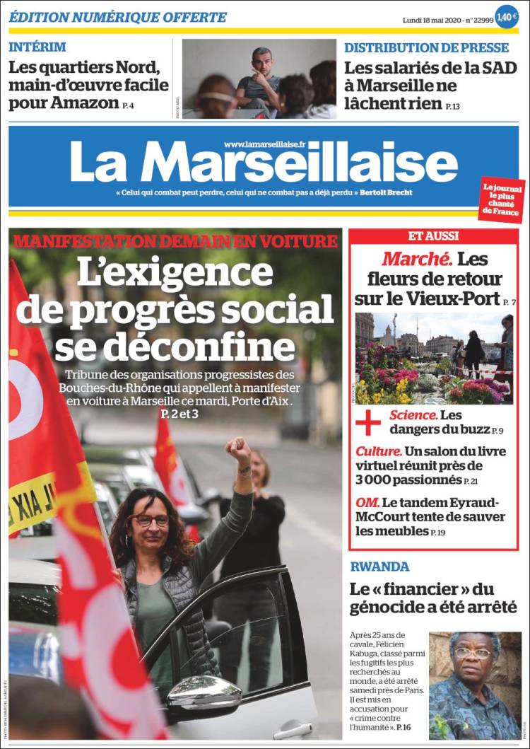 Portada de La Marseillaise (Francia)