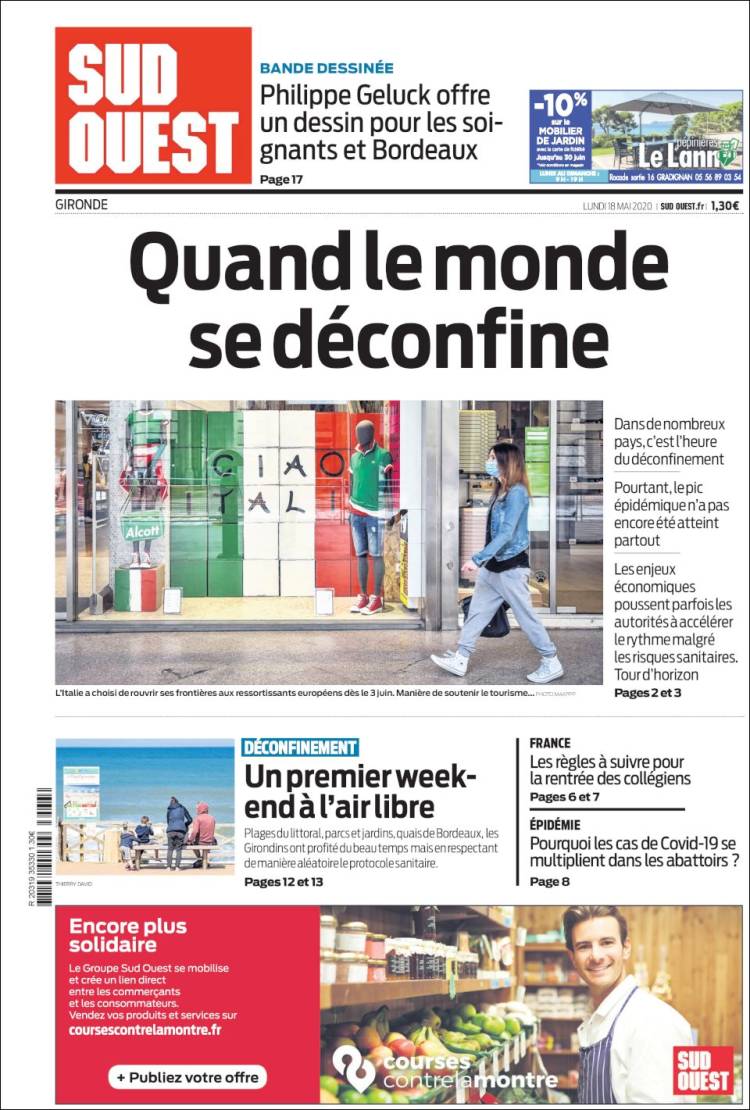 Portada de Sud Ouest (Francia)