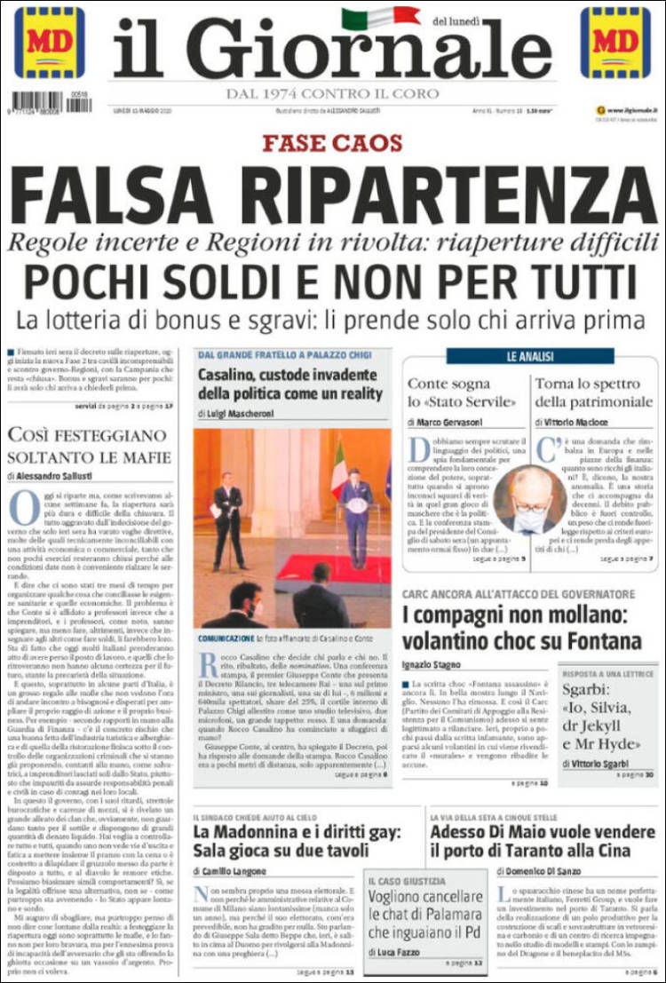 Portada de il Giornale (Italia)