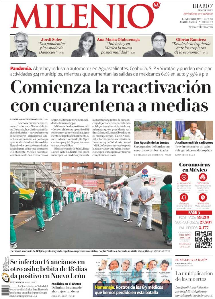 Portada de Milenio de Monterrey (México)