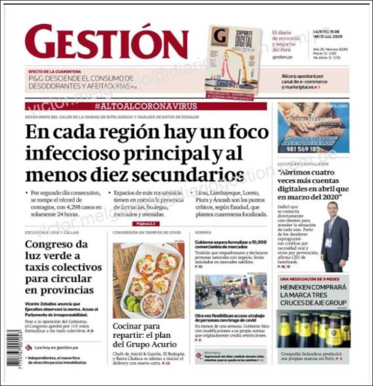 Portada de Diario Gestión (Perú)