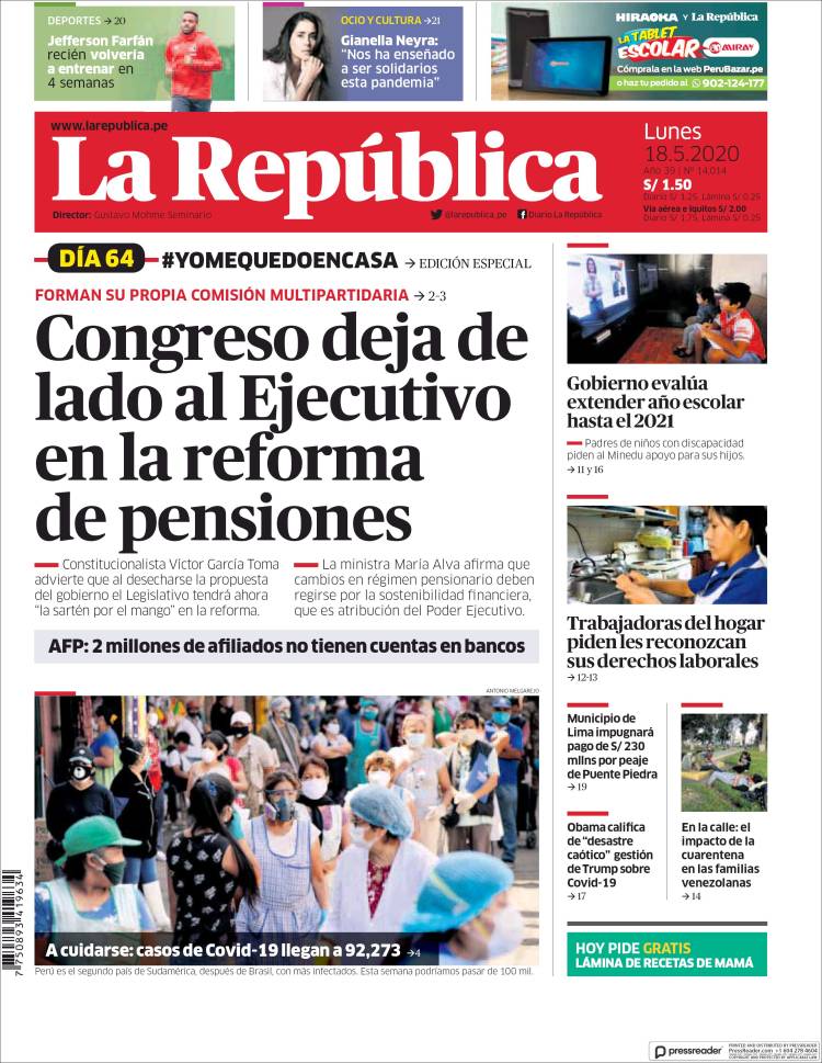 Portada de La Republica (Perú)