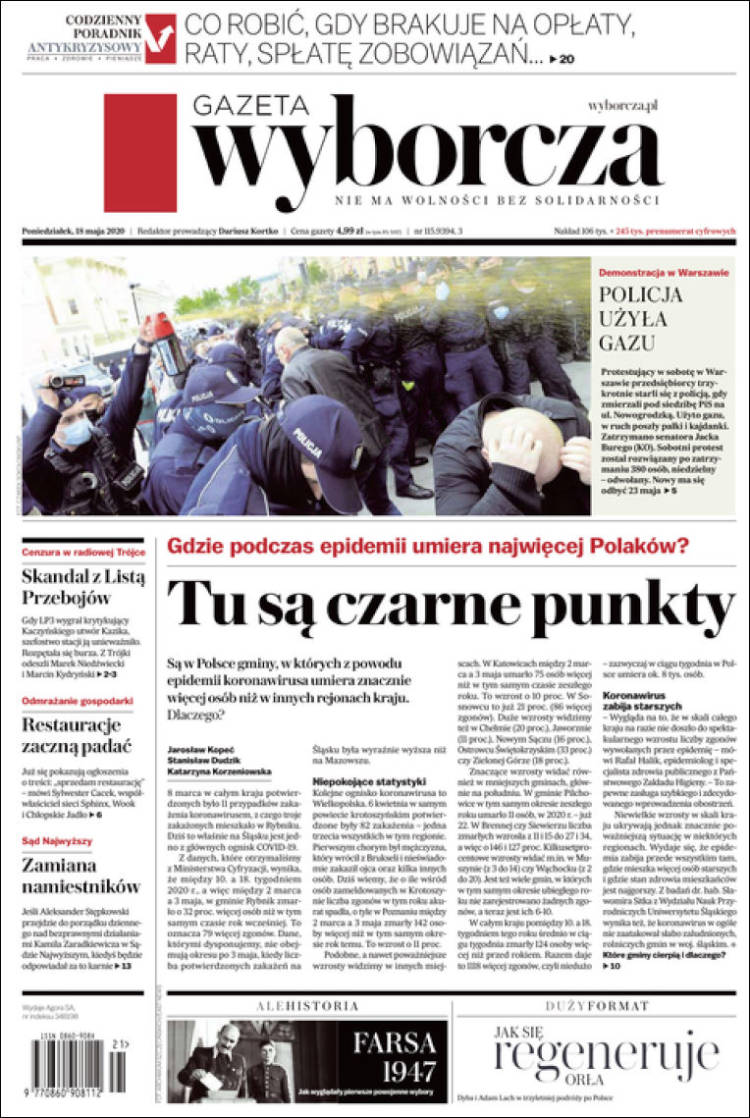 Portada de Gazeta Wyborcza (Polonia)
