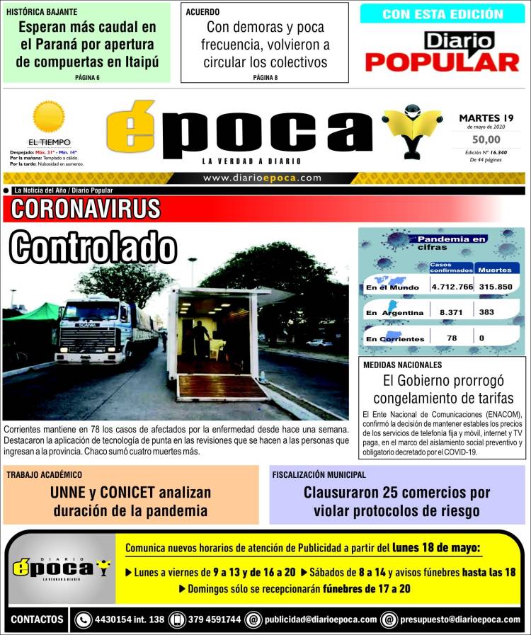 Portada de Diario Época (Argentina)