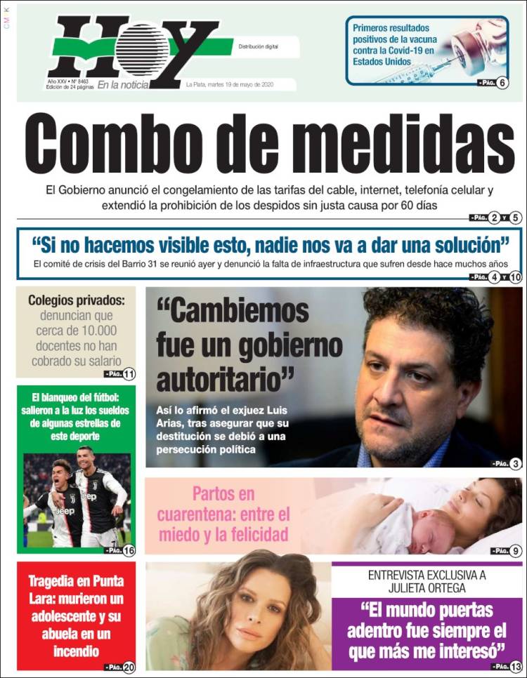 Portada de Diario Hoy (Argentina)