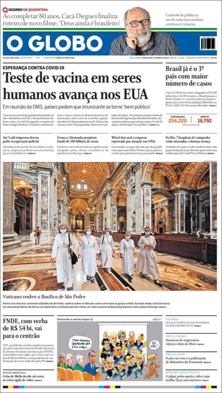 Portada de O Globo (Brasil)