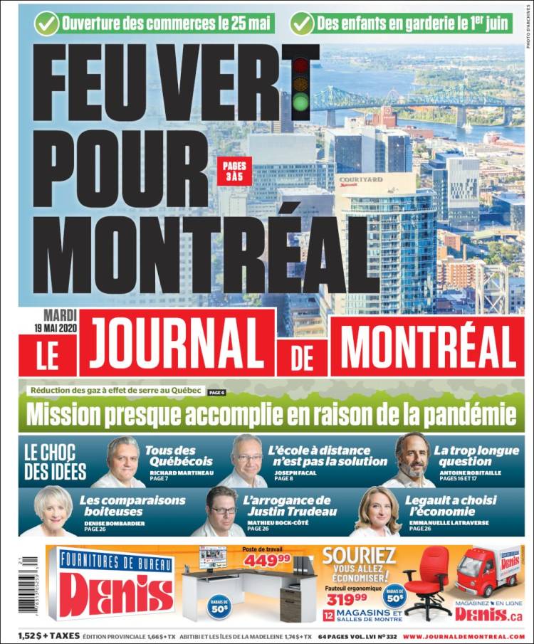 Portada de Le Journal de Montréal (Canadá)