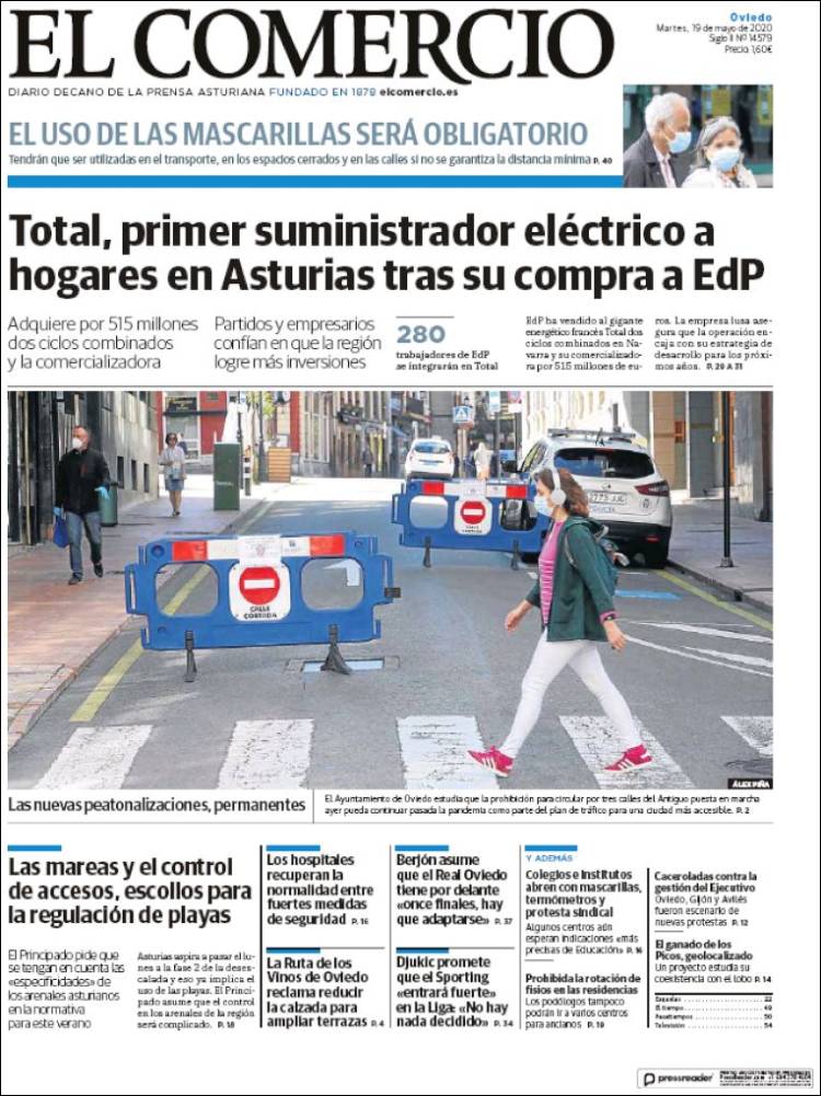 Portada de El Comercio (Espa&ntilde;a)