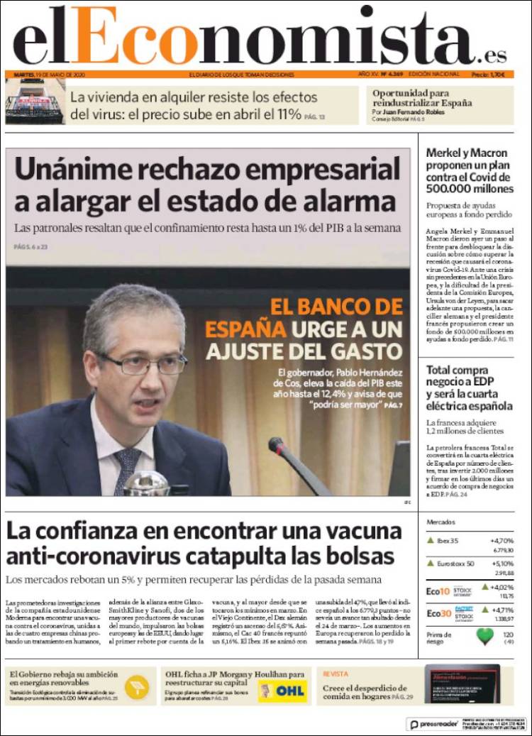 Portada de El Economista (Espa&ntilde;a)