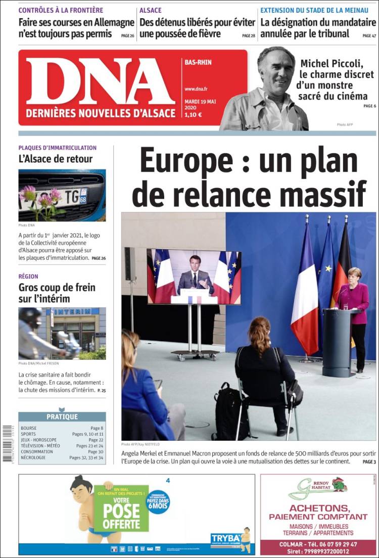 Portada de Les Dernières Nouvelles d'Alsace (Francia)