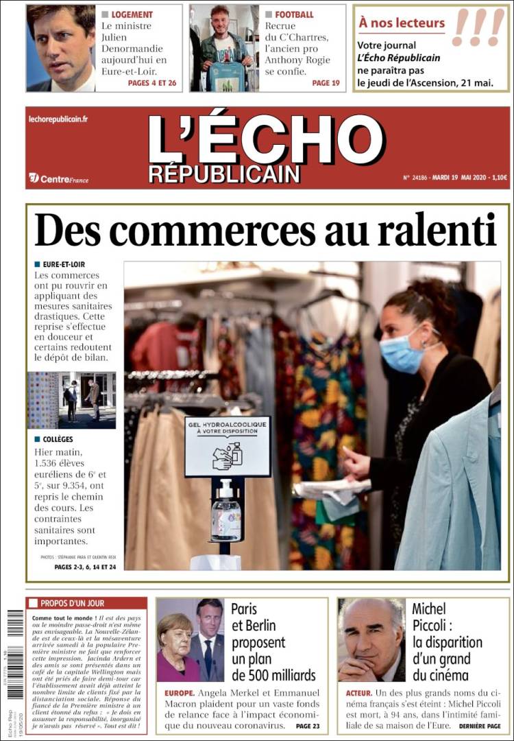 Portada de L'Echo Républicain (Francia)