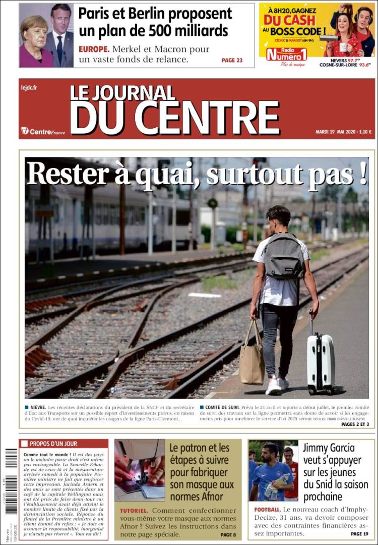 Portada de Le Journal du Centre (Francia)