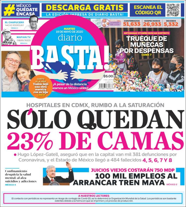 Portada de Diario Basta (México)