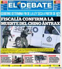 Portada de El Debate de Culiacán (México)