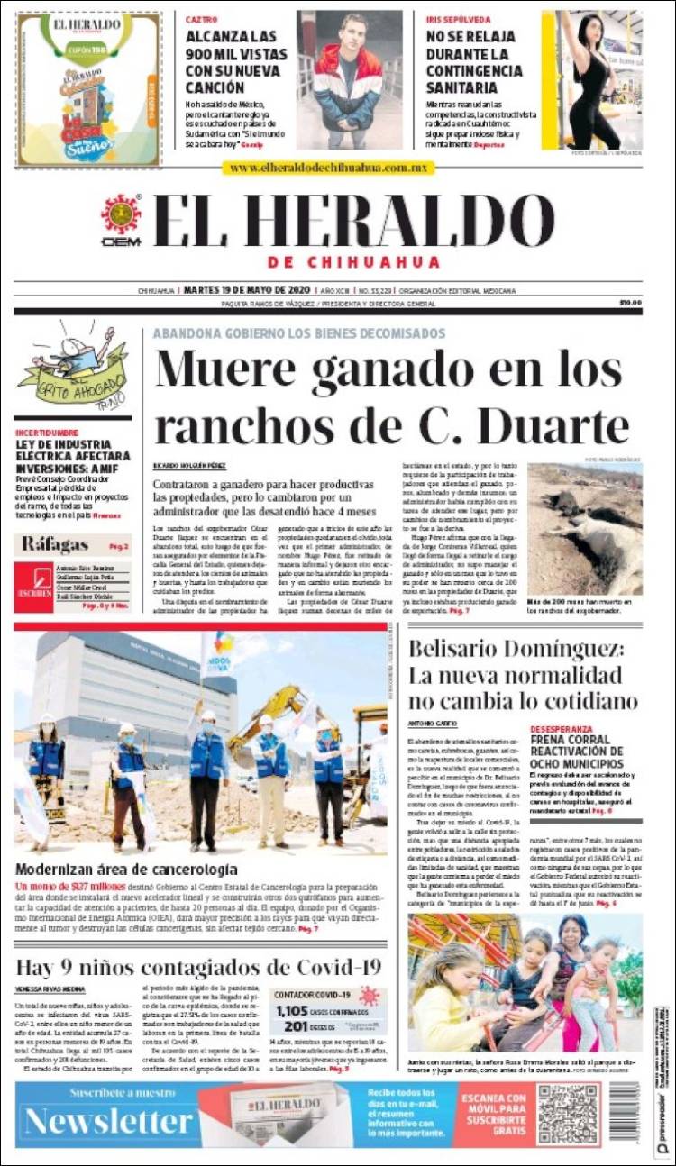 Portada de El Heraldo de Chihuahua (México)