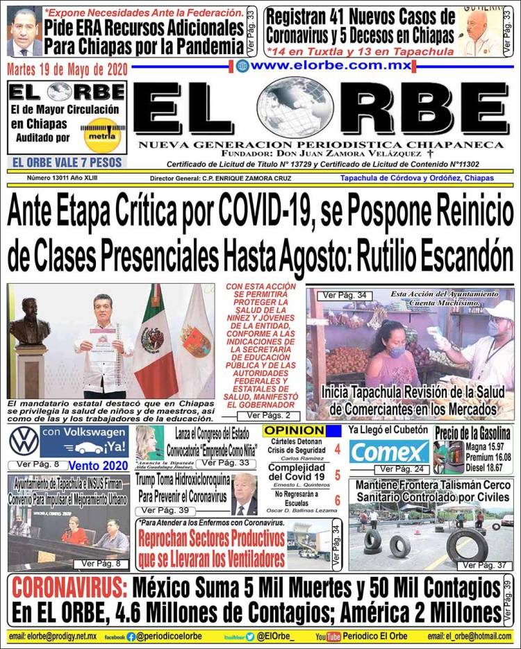 Portada de El Orbe (México)