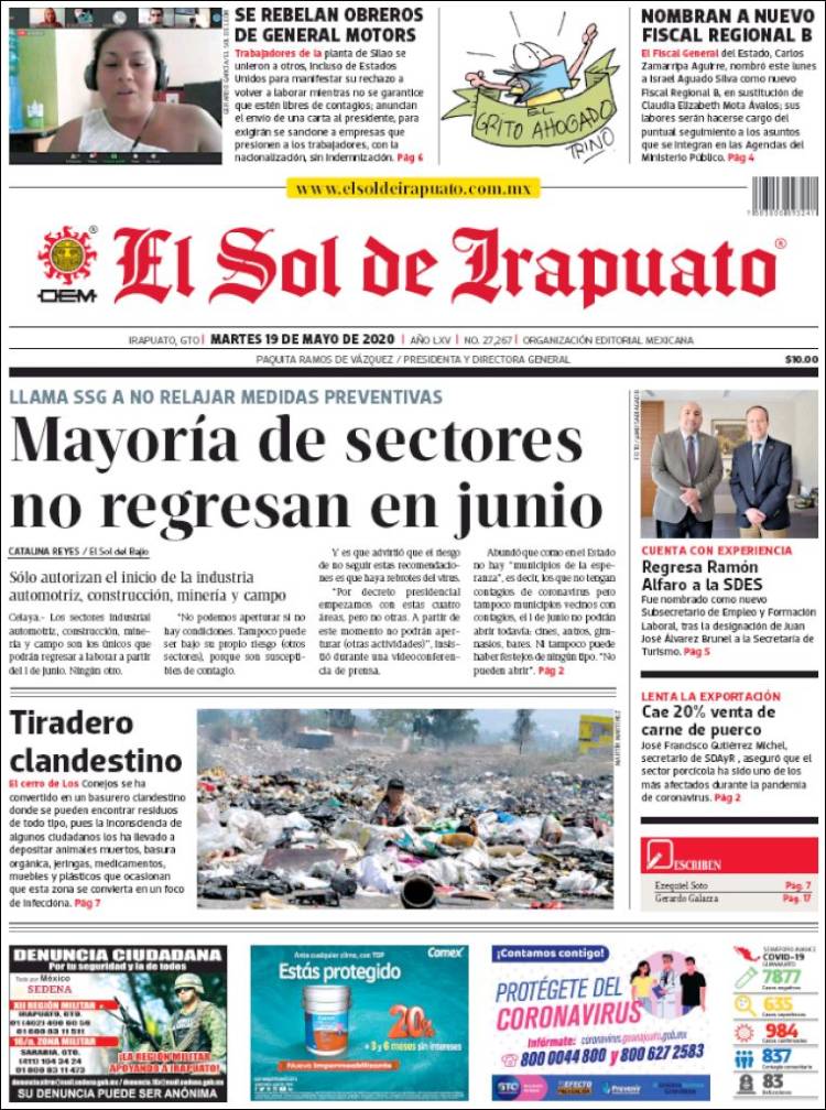 Portada de El Sol de Irapuato (México)