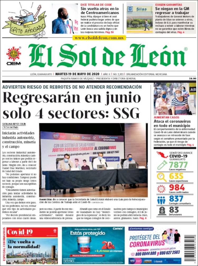 Portada de El Sol de León (México)