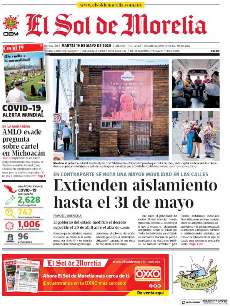 Portada de El Sol de Morelia (México)