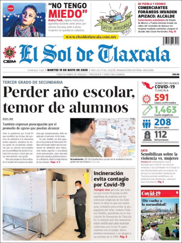 Portada de El Sol de Tlaxcala (México)