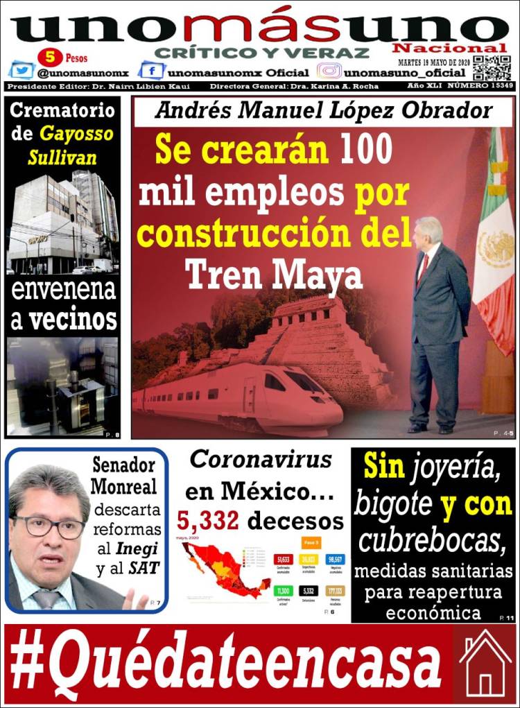 Portada de unomásuno (México)