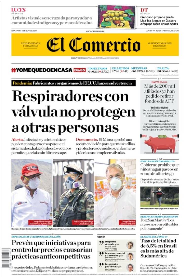 Portada de El Comercio (Perú)