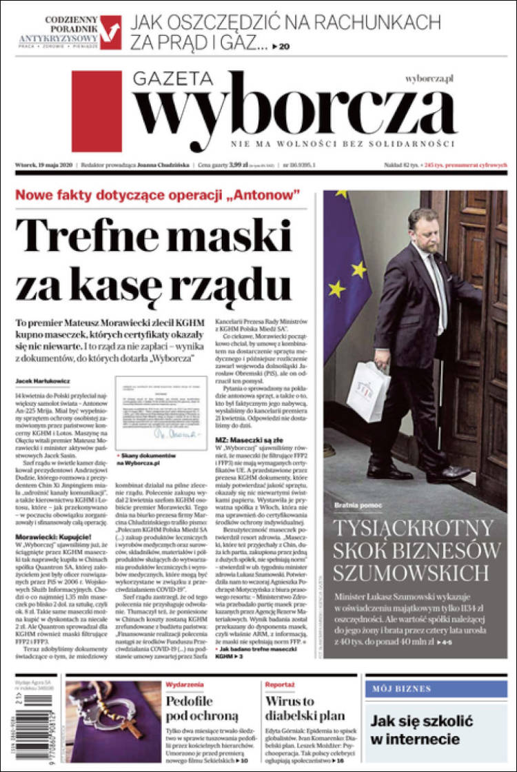 Portada de Gazeta Wyborcza (Polonia)