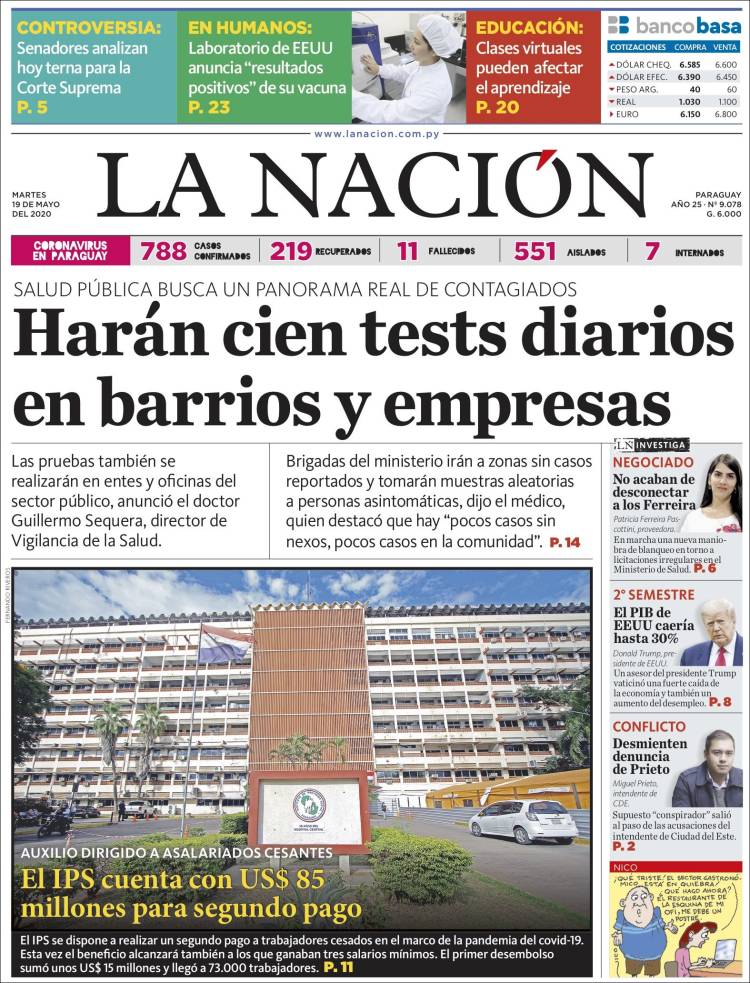 Portada de La Nación (Paraguay)
