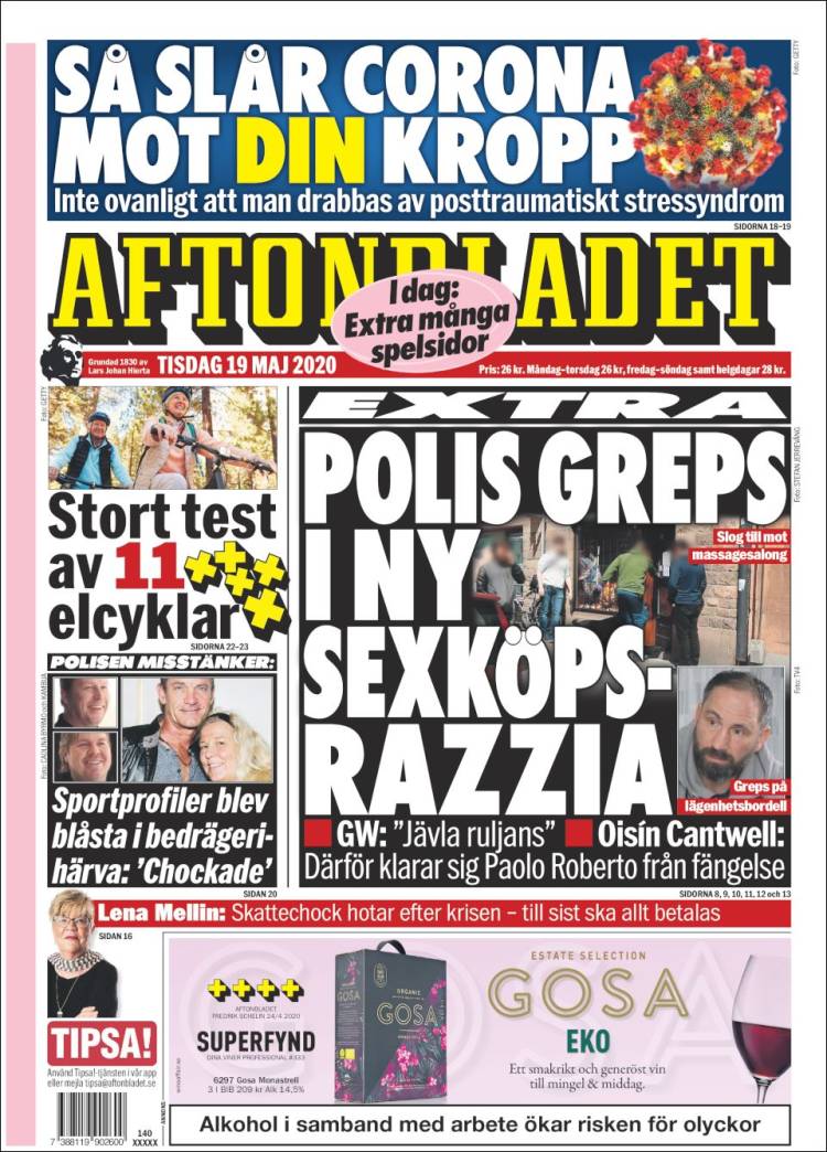 Portada de Aftonbladet (Suecia)