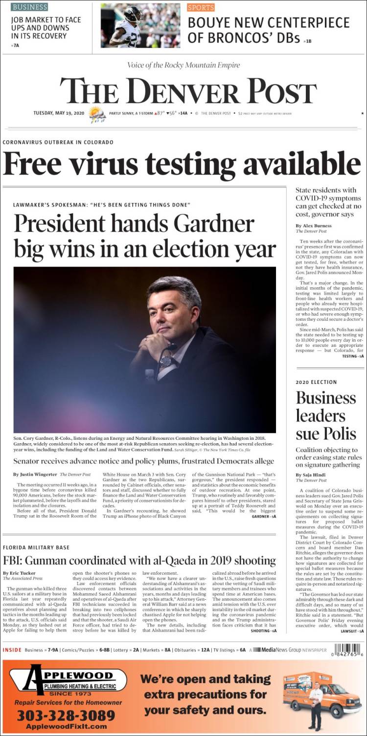 Portada de The Denver Post (USA)