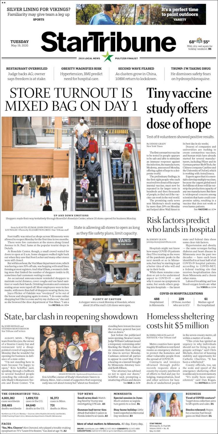 Portada de Star Tribune (USA)