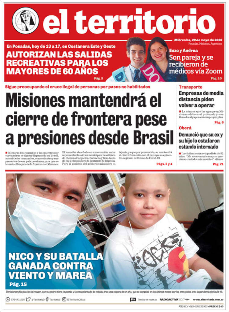 Portada de El Territorio (Argentina)