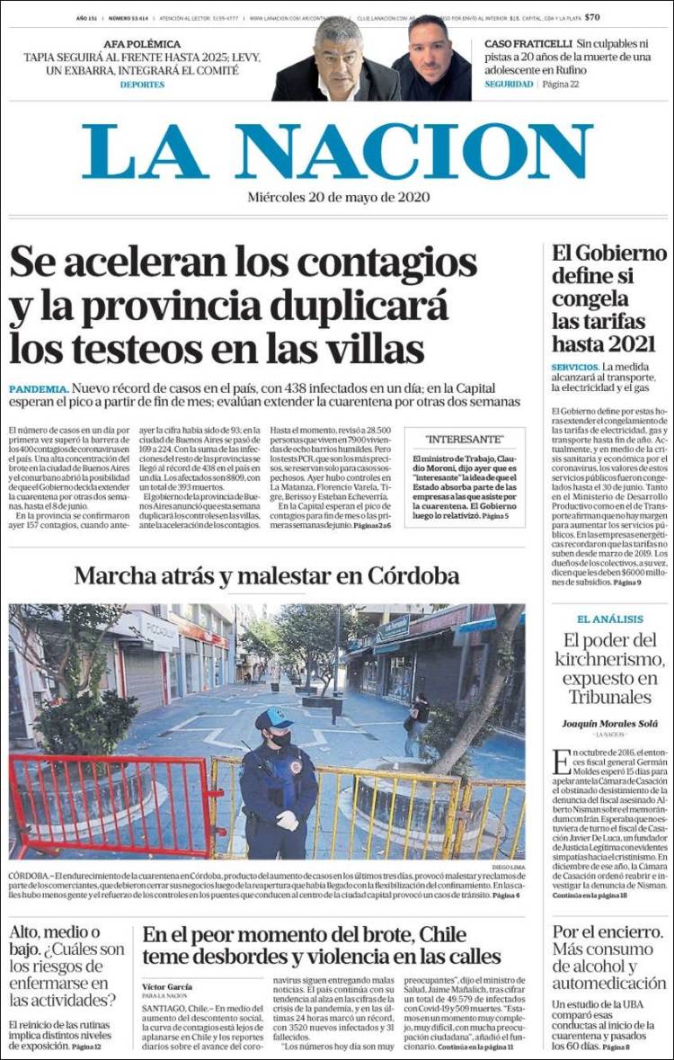 Portada de La Nación (Argentina)
