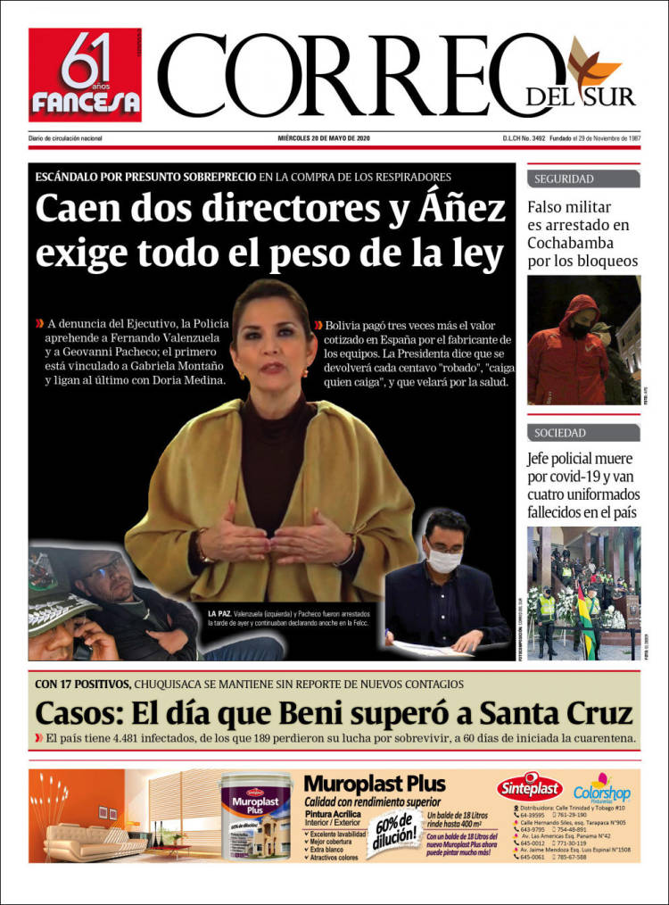 Portada de Correo Sur (Bolivia)