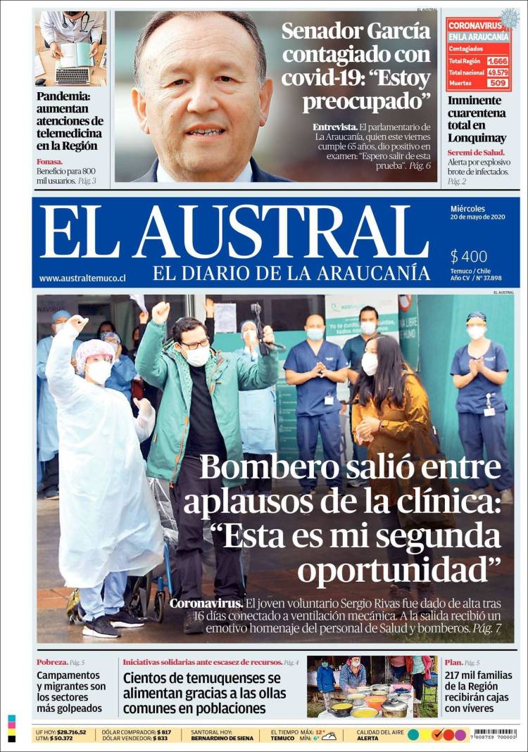 Portada de El Austral de Temuco (Chile)