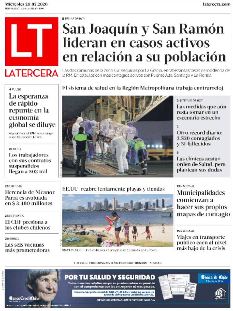 Portada de La Tercera (Chile)