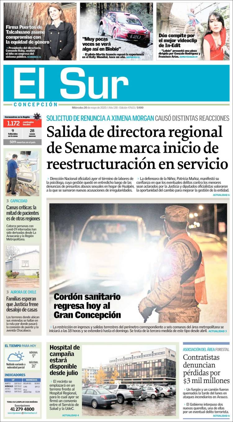 Portada de El Sur (Chile)
